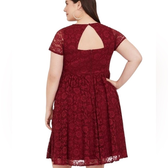 Torrid Red Lace V-Neck Skater Dress, New with Tags - Picture 2 of 9